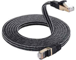 Cat 8 Ethernet Cable 100 FT, Nylon Braided High Speed Flat Network Cable  Shielded, 30AWG LAN Internet Cable 40Gbps, 