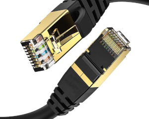 Premium CAT-7 Double Shielded 10 Gigabit 600MHz Ethernet Cable, Black 7 Feet