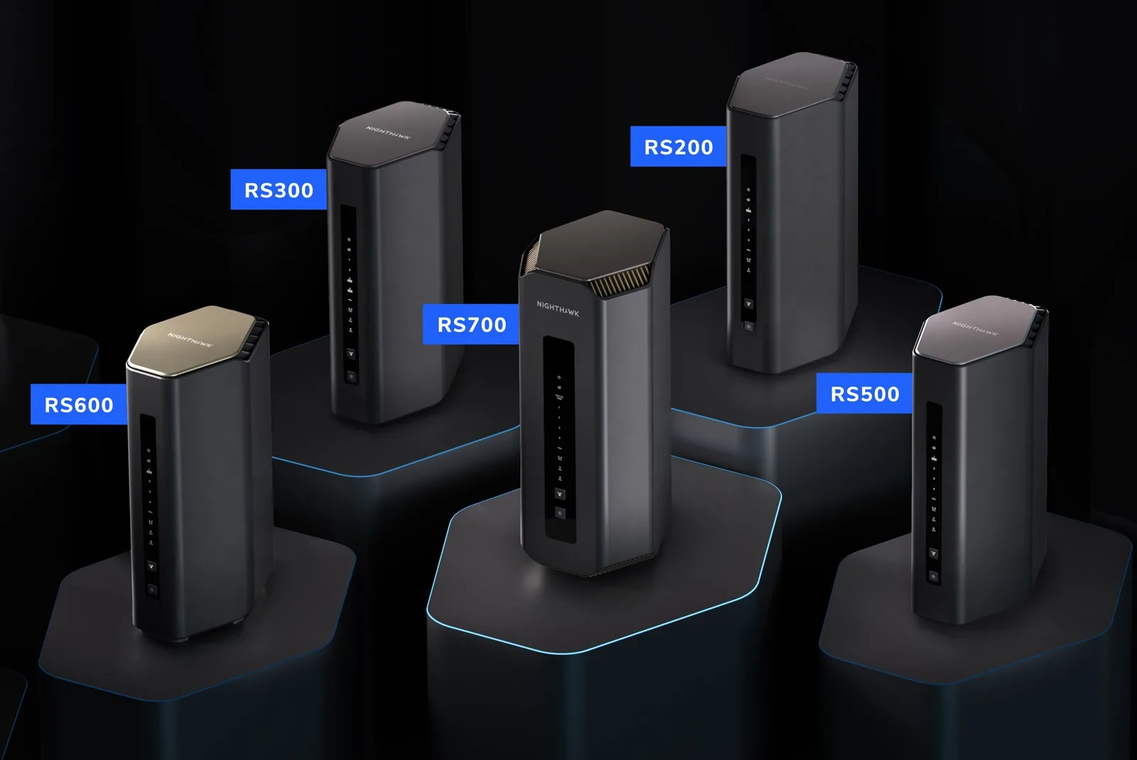 Five NETGEAR routers