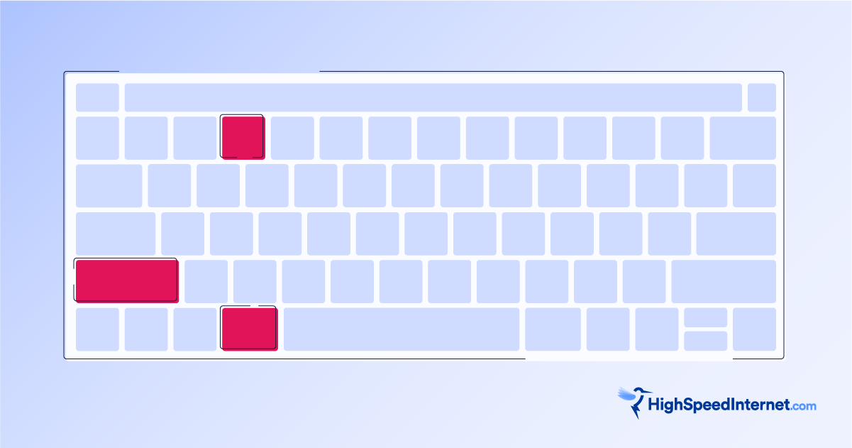 Illustration of a keyboard highlighting which keys to hit to take a screenshot on a mac