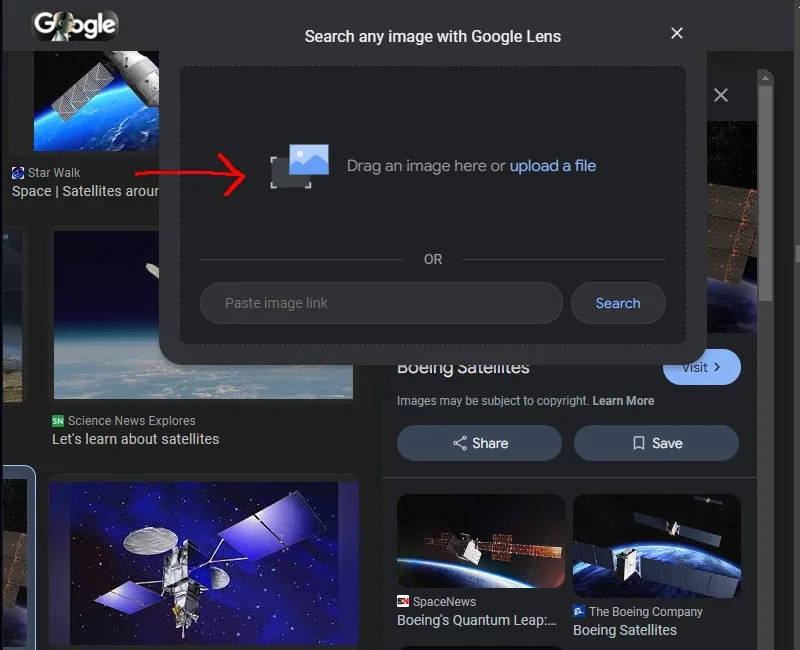 Screenshot showing an image search