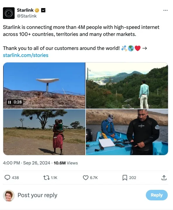 Starlink is connecting more than 4M people with high-speed internet across 100+ countries