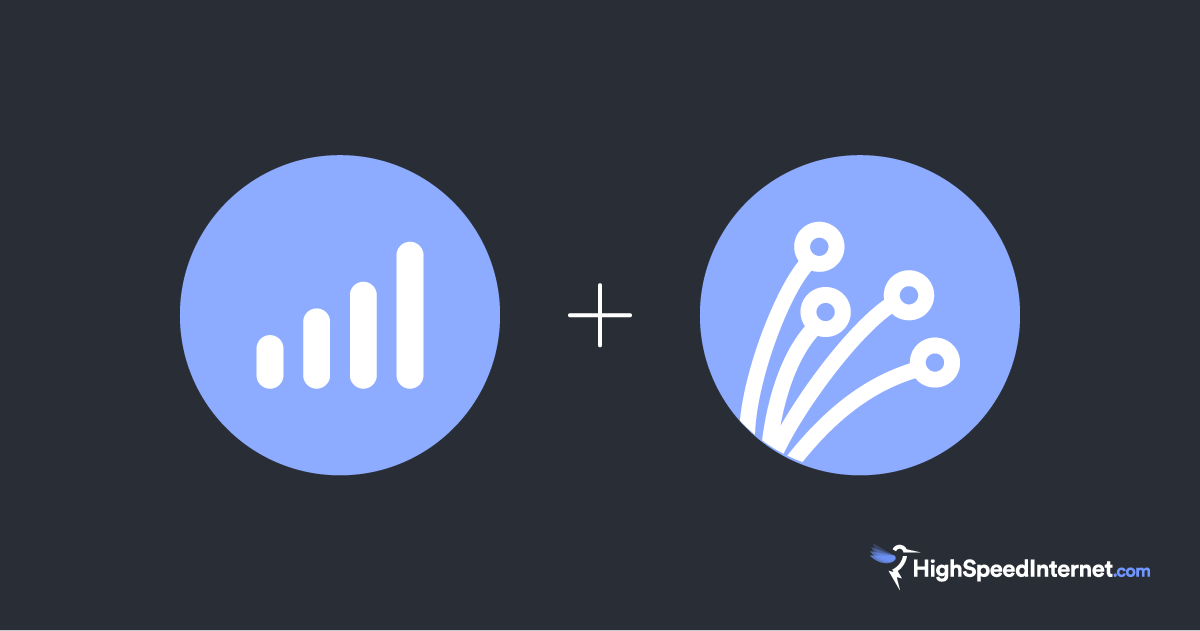 mobile/wireless icon and fiber icon