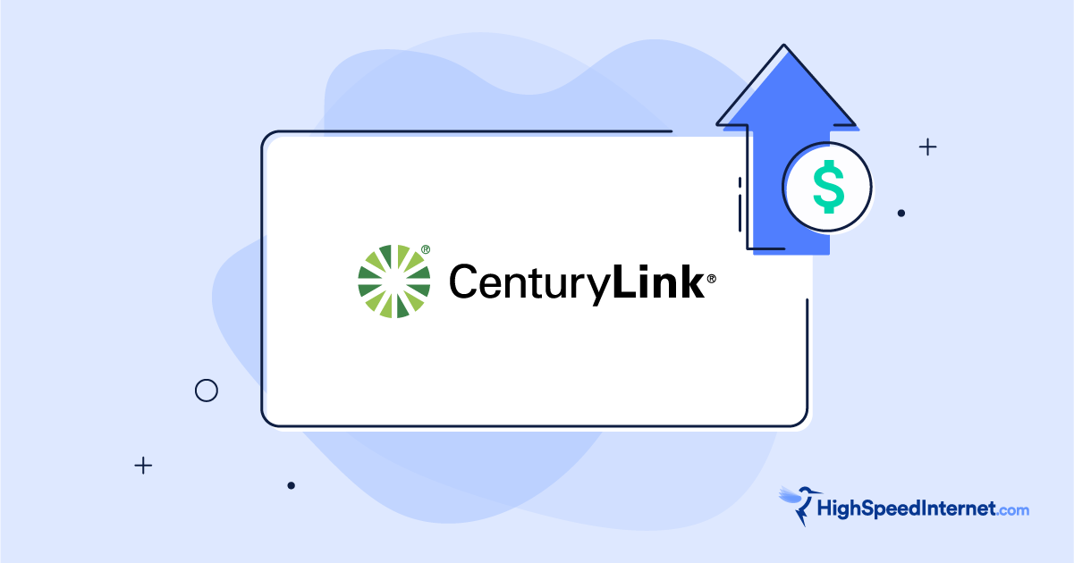 CenturyLink logo with illustrated icon of arrow pointing up with dollar sign overtop to communicate CenturyLink price hikes