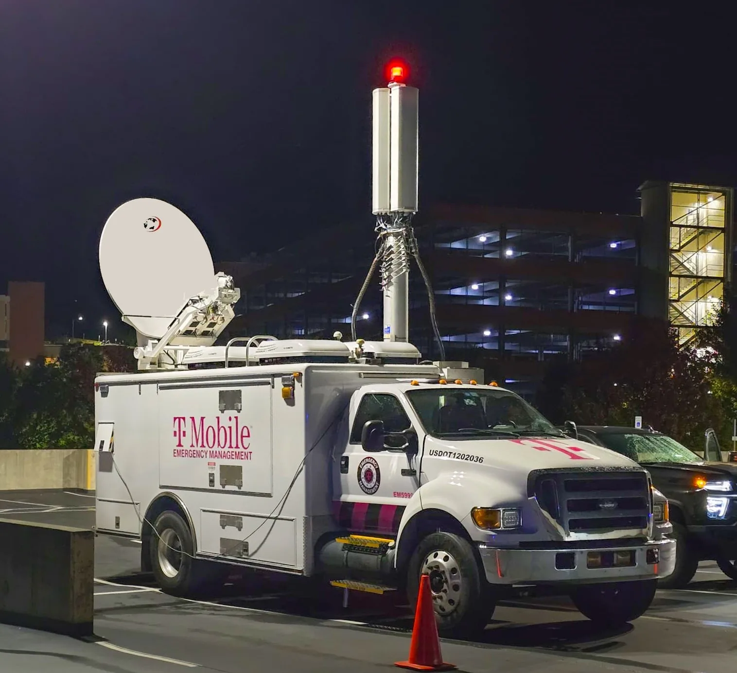 T-Mobile SatCOLTS deployed to Mission Hospital in Asheville, NC, on Sept. 30, 2024. Image sourced from T-Mobile and is property of T-Mobile.