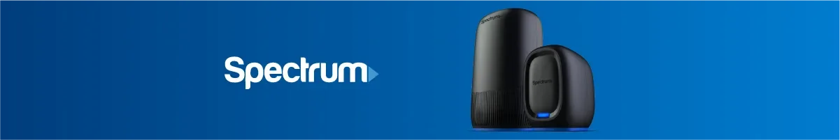 Spectrum logo and two devices on a blue background
