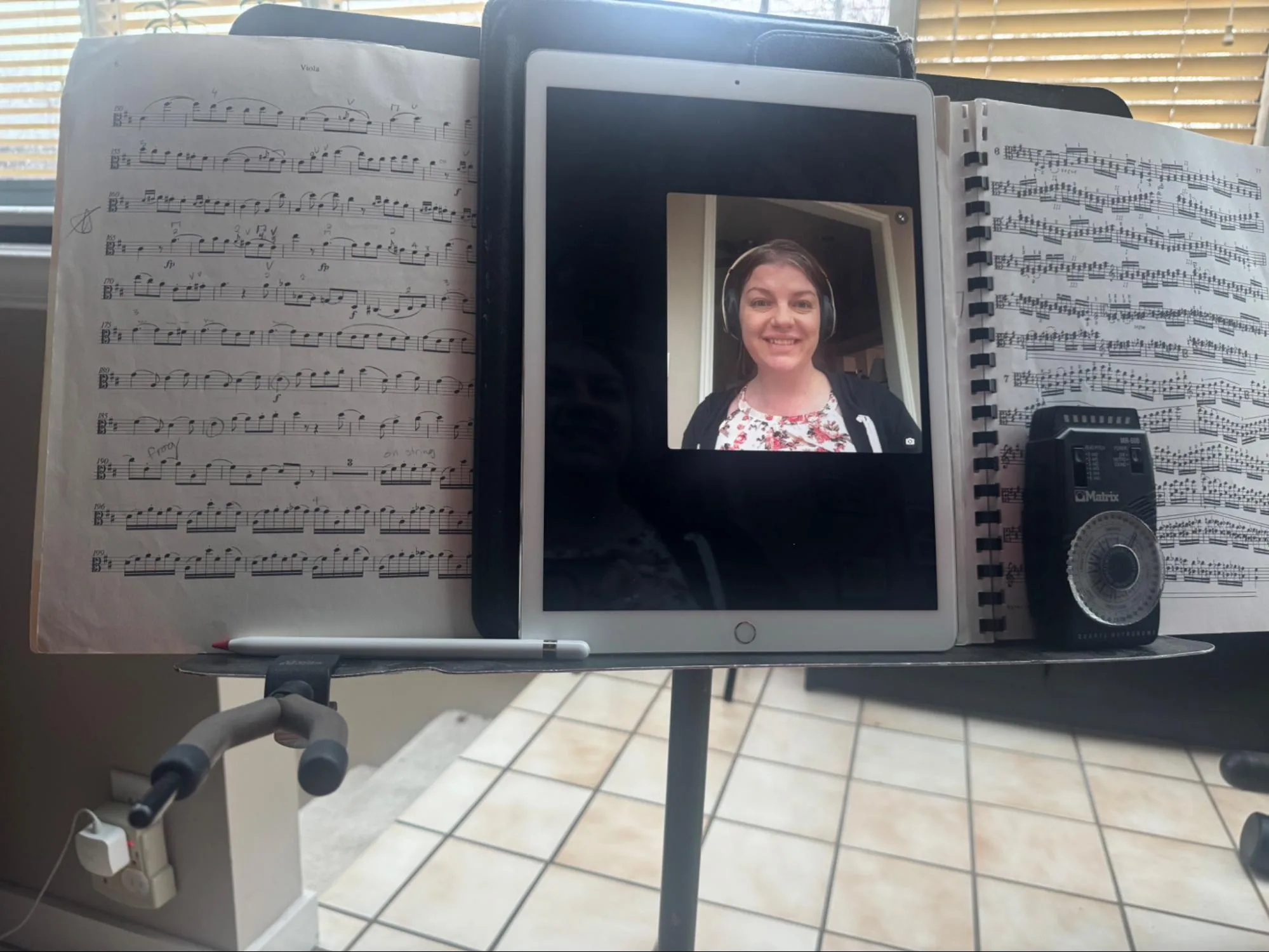 Music stand setup with iPad Pro